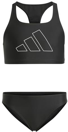 adidas Girl's Performance Big Bars Bikini Girls, Black/White, 9-10 Years