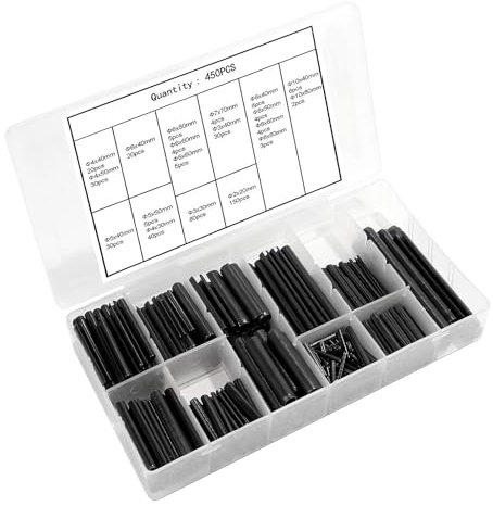 MIGUBIGU 450 Pcs Goupille à Ressort Fendue, 19 Tailles Goupille éLastique M2 M3 M4 M5 M6 M7 M8 M10, Assortiment de Goupilles avec Boîte de Rangement, pour le Positionnement Entre les Composants