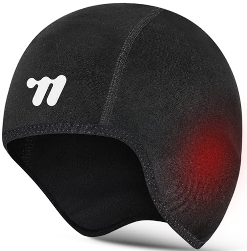 WESTGIRL Bonnet de cyclisme sous casque avec trou pour lunettes, coupe-vent et chaud, pour homme et femme, Noir , taille unique