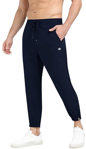 MoFiz Homme Pantalon de Jogging avec Jambes Zippées Léger Sport Pantalon de Survêtement Décontracté Séchage Rapide Pant avec Poches Bleu Marine EU XXL