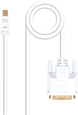 Blendend Weißes Mini-DisplayPort-auf-DVI-Konverterkabel mit einer Länge von 5,0 m, ideal für den Anschluss von Mini-DP-Geräten an Displays mit DVI-Eingang.