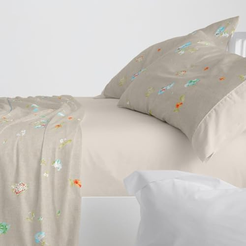 Burrito Blanco | Juego de sábanas Algodón | Cama de 180cm. (+Medidas Disponibles) | Diseño 629 | Color Lino (180x190/200cm.)