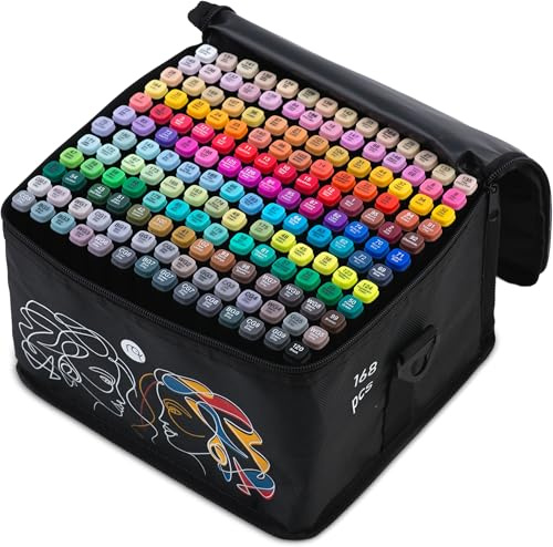 Nukido Lot de 168 marqueurs à alcool avec pochette double face étanches