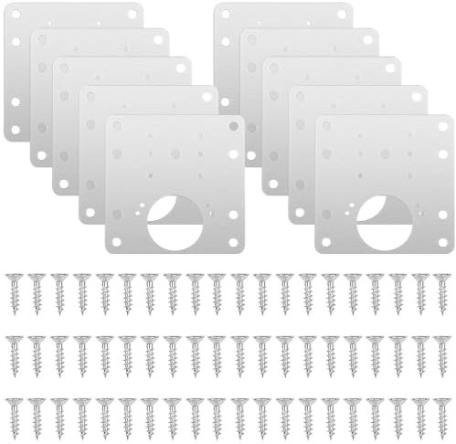 Binnan 10 Piezas Bisagras de Armario, Armario Placa de reparación de bisagras, Inoxidable Hinge Repair Kit, Bisagras Puertas Cocina con Orificio y Tornillos para de Madera Muebles