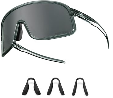 ROCKBROS Polariserade cykelglasögon solglasögon, UV 400 skydd, ultralätt TR90 ram sportglasögon, utbytbara näsdynor cykelglasögon för män kvinnor cykling MTB löpning