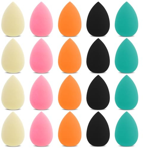WLLHYF 20 stycken mini makeupsvamp mjuka pudertofsar färgglada pressade puffar för mineralpulver kosmetiskt löst pulver kroppspulder våt torr foundation verktyg (färgglad)