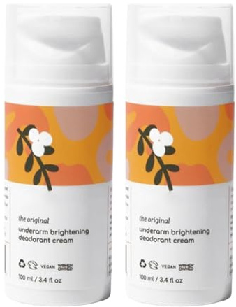 Crema deodorante senza alluminio e senza alcool, vegana, deodorante sbiancante per ascelle, forte contro odore di sudore, deodorante naturale, senza esperimenti sugli animali (2 pezzi)