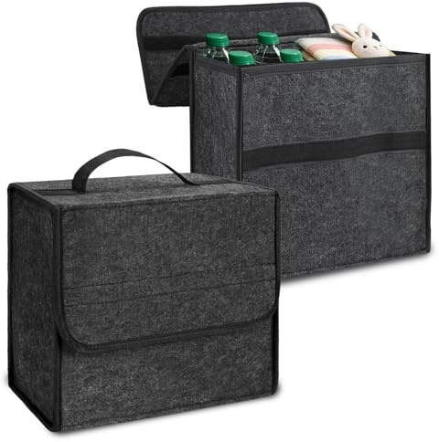 2 bolsas organizadoras para maletero de coche, caja de almacenamiento plegable con tapa, bolsas de almacenamiento antideslizantes para furgonetas, bolsa organizadora de fieltro para cajuela, caja de