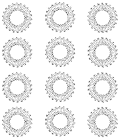 Spiral Hair Ties, 12pcs Clear Plastic Hair Coil Bands, Spiral Ponytail Holder Phone Cord Bobbles Bands Set for Women Girls Hair Accessories