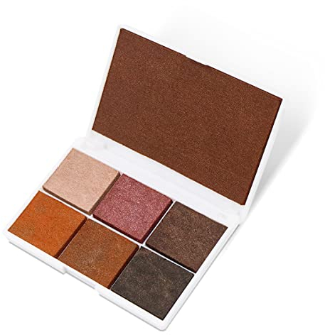 Stempelkissen waschbar 7 Farben in großen und kleinen Größen für Stempel, Finger, Basteln, Papier und Holz, Stempelkissen Mehrfarbig mit Glitzer, Stempelkissen zum Basteln (Braun)