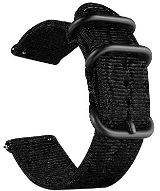 CNYMANY 24mm Universal Ballistic Uhrenarmband, Nylon Canvas Woven Loop Ersatzband Armband Schnallenverschluss Verstellbarer Verschluss für Smart-Watch Sport Fitness Tracker - Schwarz