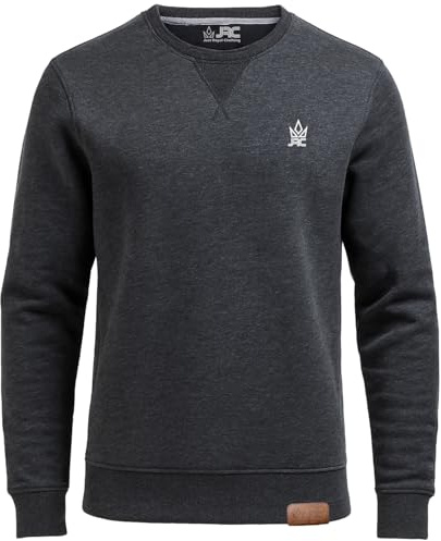 JRC Mens Fleece Crewneck Sweatshirts & Pullovers, Round Neck Long Sleeve Jumper, Sweater for Sports & Workwear (Charcoal, L)