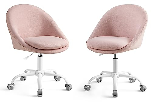 SONGMICS Homeoffice Stuhl, 2er Set, Drehstuhl, Schreibtischstuhl, Schaumstoffpolsterung, höhenverstellbar, für Arbeitszimmer, Schlafzimmer, rosa OBG920P01