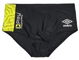 Umbro Bañador slip hombre de entrenamiento fabricados en colaboración con T-Max, traje de hombre de licra forrado, ideal para natación y waterpolo, negro/amarillo, M