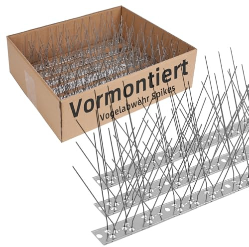 Moyofree fågelskrämma spikar förmonterade för tak och fönster, duvförsvarspikar rostfritt stål fågelskrämma och fågelskydd för kråkor, måsar och små fåglar, fågelförsvarspikar set skydd 7,26 meter