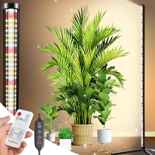 KingSom Lampe pour Plantes,Lampe de Croissance Spectre Complet,40-125cm Réglable à Hauteur lampe LED Horticole pour Semis,lampes plante Interieur Pied avec Télécommande,Chronométrage,Lampes de Plantes