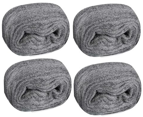 MKGAIN Lana De Acero 4 Piezas de Lana de Acero 0000 Lana de Acero Fina for Control de Lana de Alambre for sellar Lana de Alambre de Acero Ultrafina