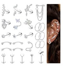 Adramata 26Pcs Helix Piercings Chirurgenstahl Ohrringe Piercing Set Flatback Ohrstecker Knorpel Ohrringe Damen Gold Silber Conch Rook Tragus Ohr Schmuck