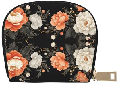ASDJHFABKY White Peony Leather Bag Floral Wallet Flowers Card Pack New Parents - Pediatrician and Pharmacy Cards 9X11CM
