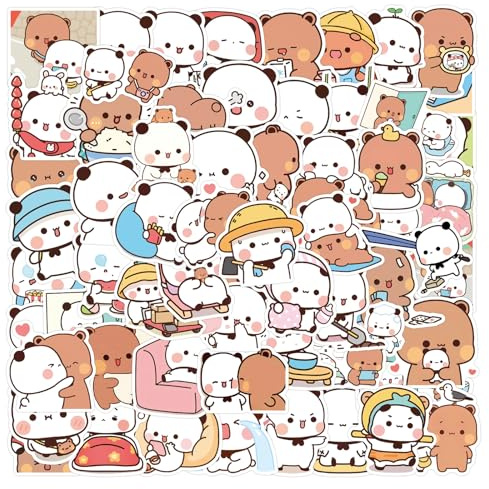100 adesivi Bubu dudu per bottiglia d'acqua e laptop, graziosi adesivi a forma di cartone animato per bambini, ragazzi, bagagli, aule, ricompense per insegnamento, skateboard, scrapbooking (bianco e