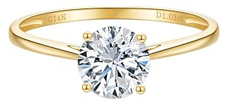 LynChoe 0.5 to 2 Carat IGI Certified LAB Grown Diamond Engagement Rings for Women, Round Cut Solitaire Anniversary Wedding Promise Bridal Rings Jewelry Gift for Her, D-F Color, VVS1-VS1 Clarity (1 Carat, White Diamond, 9, 14k Yellow Gold)