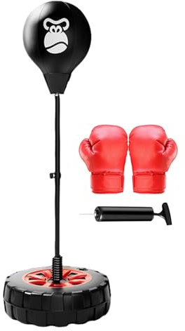 Sac de Boxe Debout, Sac réflexe de Boxe | Sac d'exercice de pour Salle de Sport | de d'exercice avec Support, Ballon de à Vitesse réglable en Hauteur avec Gants de pour Adultes