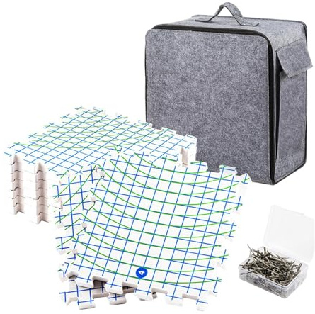 susiodeu Tappetini di bloccaggio per lavorare a maglia con griglie per principianti amanti del lavoro a maglia e dell'ago, bianco, tappetino 32x32cm