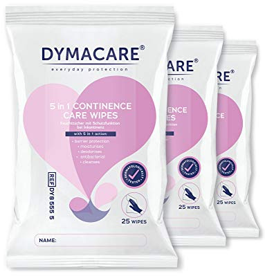 DYMACARE Lingettes Incontinence Adulte | Lingettes Humides Parfumées Pour Toilette Intime Patient Incontinent | PH Neutre (Lot de 3 paquets soit 75 lingettes)