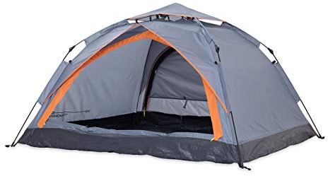 Lumaland Camping Zelt mit 2 Eingängen | Leichtes Pop Up Wurfzelt | 2-3 Personen Kuppelzelt | Trekking & Festival Igluzelt | Sekundenzelt Wasserdicht 210x190x110cm | Strand Wind- & Sonnenschutz [Grau]