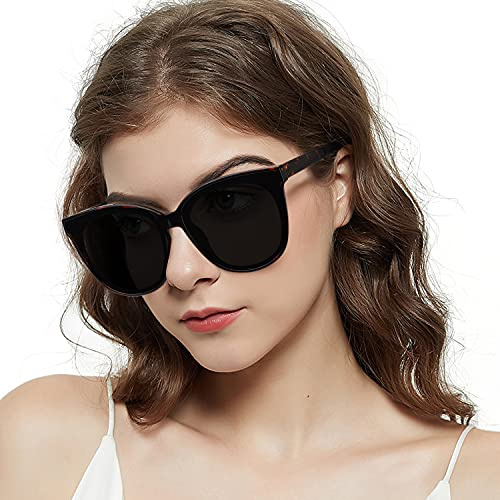LVIOE Polarized Sunglasses for Women UV400 Protection Oversized Cat Eye Frame Retro Sunglasses for Driving Fishing Outdoor