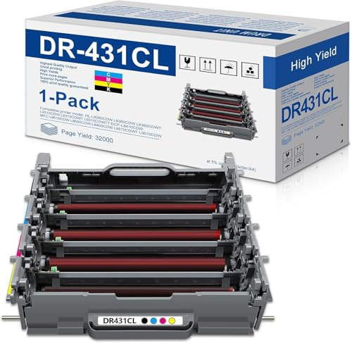 DR-431CL DR431CL Drum Unit High Yield Replacement for Brother DR431 DR 431 CL Drum MFC-L8900CDW MFC-L8905CDW MFC-L8690CDW MFC-L9570CDW HL-L8260CDN HL-L8260CDW HL-L8360CDW HL-L9310CDW Printer (1 Pack)