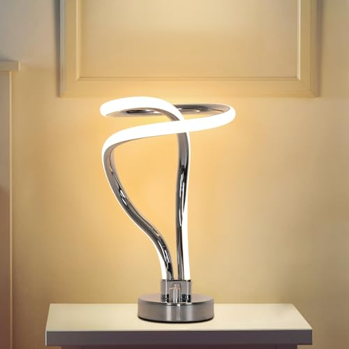 DAXGD LED Nachttischlampe,Nachttischlampe touch dimmbar,16W 3000K Chrom-Schreibtischlampe mit europäischem Stecker,Perfekt für Schlafzimmer,Wohnzimmer,Heimdeko,Atmosphäre,Geschenk (warmes Licht)