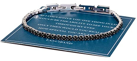 FANCIBAND Pulsera Hombre tenis Pulsera Pareja Pulsera Plata Pulsera Personalizada Ajustable, Regalos para Marido Novio Hermano Mayor-Caja Amarilla