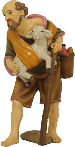 FADEDA herde med lamm/höjd: 7 cm/handmålad/detaljerade krubbfigurer – julbord, dekoration, krubbtillbehör