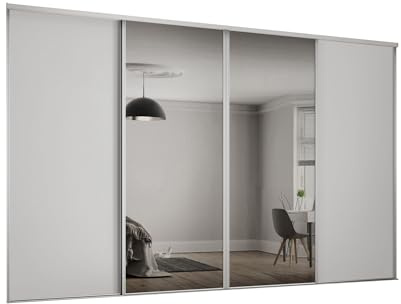 Spacepro Kit Porta Armadio Scorrevole, Inossidabile Vetro Acciaio Inox MFC, Grigio Tortora, 610mm