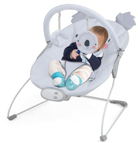 GYMAX Baby Swing Bouncer, Infant Rocking Chair with Adjustable Safety Belt, Soothing Vibrations, Music Box and Toys, Newborn Rocker Seat for 0-6 Mouths