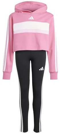 adidas Bambina SEASONAL ESSENTIALS TIBERIO 3 STRIPES FLEECE LEGGINGS SET, pink fusion/white/clear pink, 13-14 Years