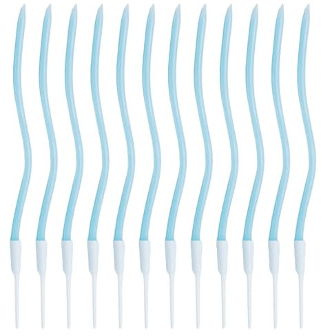 Festa Centro 12 Candele a Spirale Lunghe E Sottili per Torta di Compleanno, Cupcake, Decorazioni per Partito (Cielo Blu)