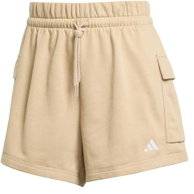 Adidas Femme Essentials Small Logo French Terry Cargo Shorts, Warm Sandstone/White, S