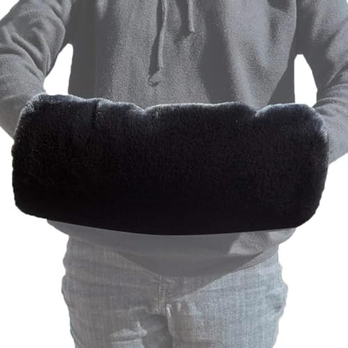 Mwqpgyh Manchons de 38 x 20 cm - Faux manchon pour réchauffer les mains en hiver - Poche chauffante - Gants chauds pour hommes et femmes âgées - En peluche pelucheuse, Noir, Refer to description