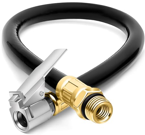 QZKJQDD 2 Stück Reifenfüller Schlauch, Ventilverlängerung Set, 38CM Reifenfüllschlauch, Autoventil Adapter, Reifenfüller Geeicht, Ersatzschlauch für Luftpumpe, Für Auto, Fahrrad, Motorrad (Stil 1)