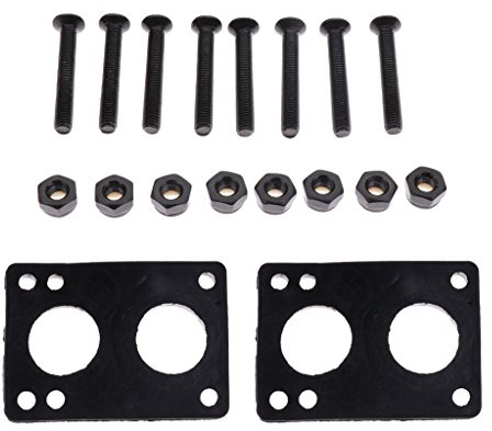 MXRGUMVI Skateboard Shock Riser Pads Longboard Hardware Vis 6mm Pad + clou 35mm Noir