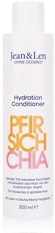 Jean & Len Conditioner Pfirsich & Chiasamen, für trockenes Haar, vegane Haarpflege mit Pfirsich- & Chiasamen-Extrakt & pflanzlichem Glycerin, ohne Silikone & Parabene, 300 ml