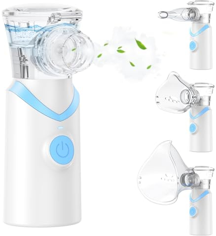 Dispositivo de inhalación Larair para adultos y niños, nebulizador silencioso, inhalador recargable y portátil, inhalador con función de autolimpieza y volumen de pulverización ajustable, Azul.