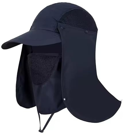 Harrington Marley UPF 50+ Sun Protection Cap Hat with Removable Neck Flap and Face Mask – Wide Brim Outdoor Hiking Cap, Breathable & Windproof for Men and Women Fishing/Walking Legionnaires