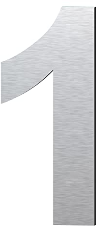 Edelstahl Hausnummer - Wetterfest und Pflegeleicht - Metallic Mattes Silber Finish - Moderner Schwebender Aussehen und Einfache Installation - Höhe 152 mm - Arial Ziffer 1