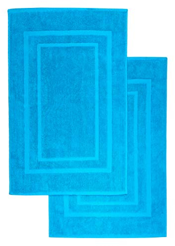 NatureMark 2er Pack Badvorleger | Premium Qualität | 100% Baumwolle | 50 x 80 cm | Duschvorleger Duschmatte Doppelpack | Farbe: Türkis