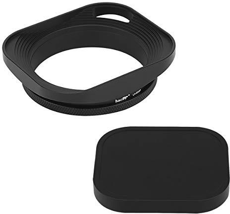 Haoge LH-B55P Pare-soleil carré en métal à visser avec capuchon en métal pour appareil photo Leica Rangefinder avec objectif 55 mm E55 Noir
