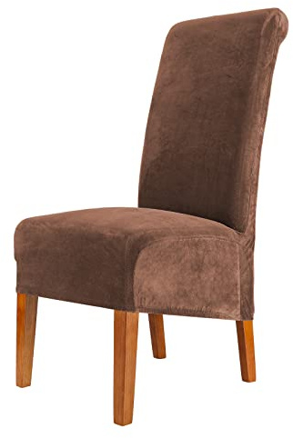CMAKER Lot de 4 housses de chaise de salle à manger en velours, grande housse extensible pour chaise, housse de dossier haut en élasthanne élastique lavable et amovible, protecteur de chaise XL