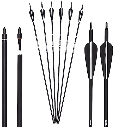 12 Flèches pour Le tir à l'arc 31 Pouces Flèches Carbone Flèches de Chasse pour Adultes 500 Flèches d'arc de Colonne vertébrale pour Arc Classique Arc à poulies Arc Long